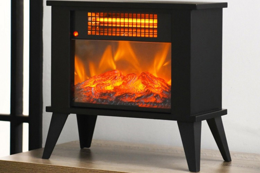 FaFurn - Small Portable Electric Fireplace Heater with Realistic Flame Effect