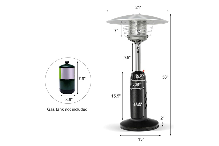 FaFurn Small Portable 11,000 Btu Lp Gas Tabletop Propane Patio Outdoor Heater