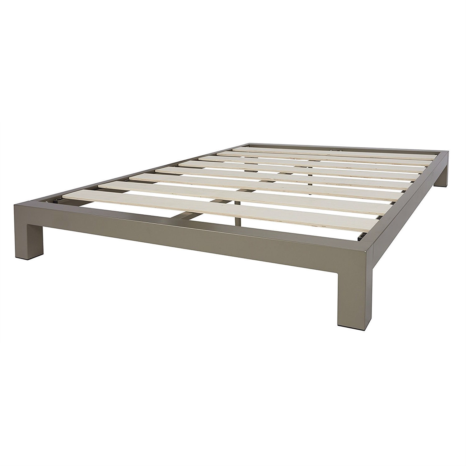 FaFurn - Queen Size Platform Bed Frame with Wood Slats in Metal