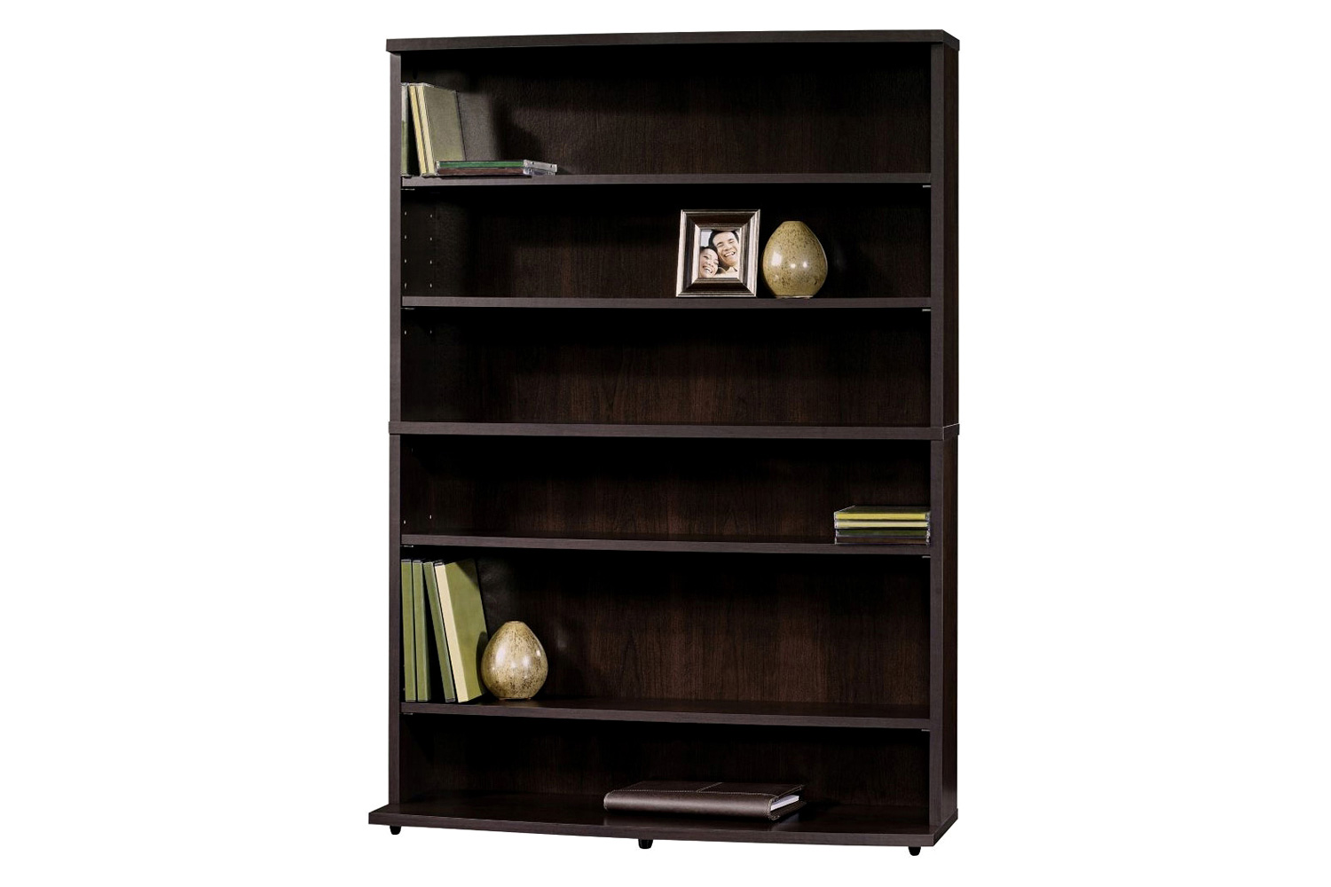 FaFurn - Contemporary 6-Shelf Bookcase Multimedia Storage Rack Tower in Brown Finish