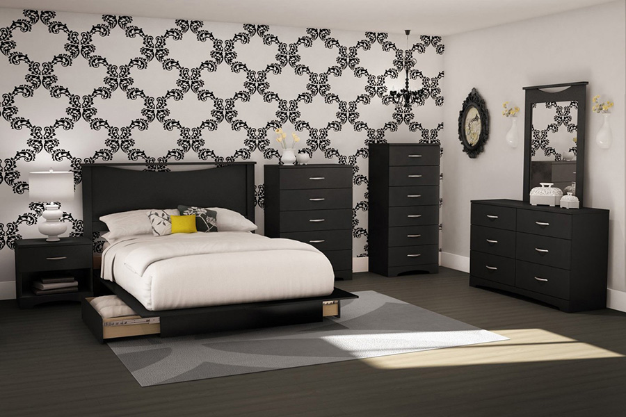 FaFurn Modern 6-Drawer Bedroom Dresser in Wood Finish - Black