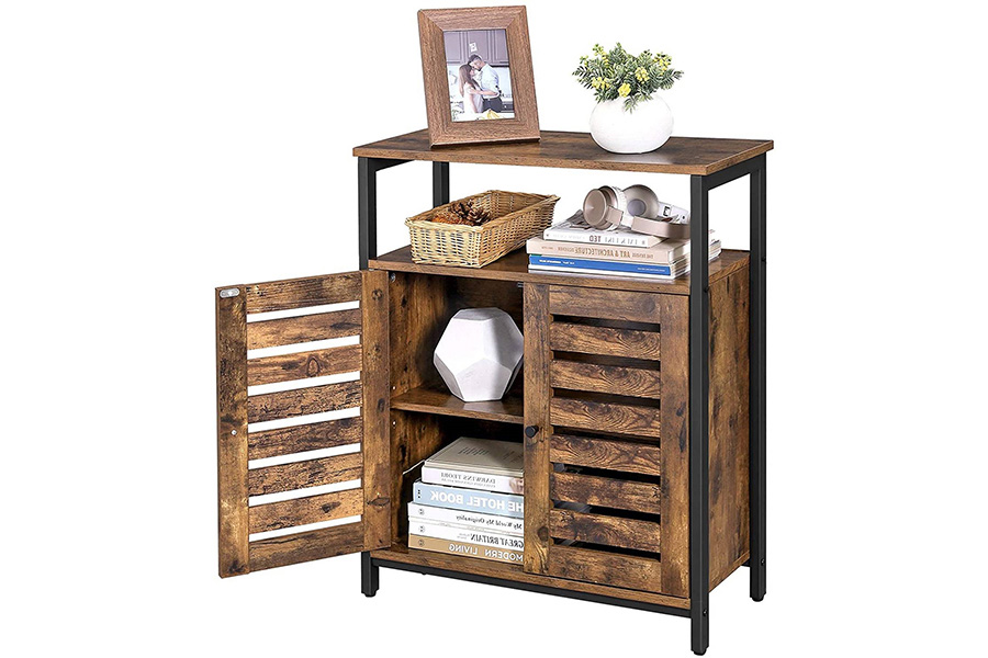 FaFurn - Farmhouse Multifunctional Side Cabinet Accent Table Cupboard with Shelf