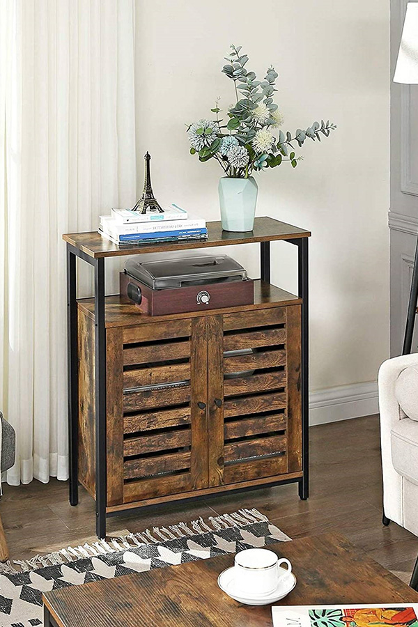 FaFurn - Farmhouse Multifunctional Side Cabinet Accent Table Cupboard with Shelf