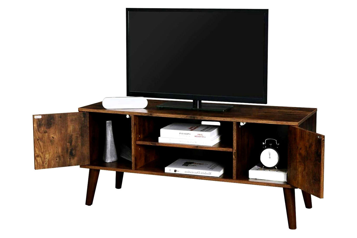 FaFurn - Farmhouse Entertainment Center Brown TV Cabinet