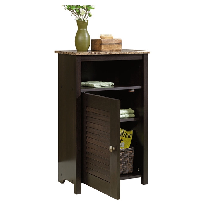 FaFurn Bathroom Cabinet with Shelf and Faux Granite Top - Black, Wood