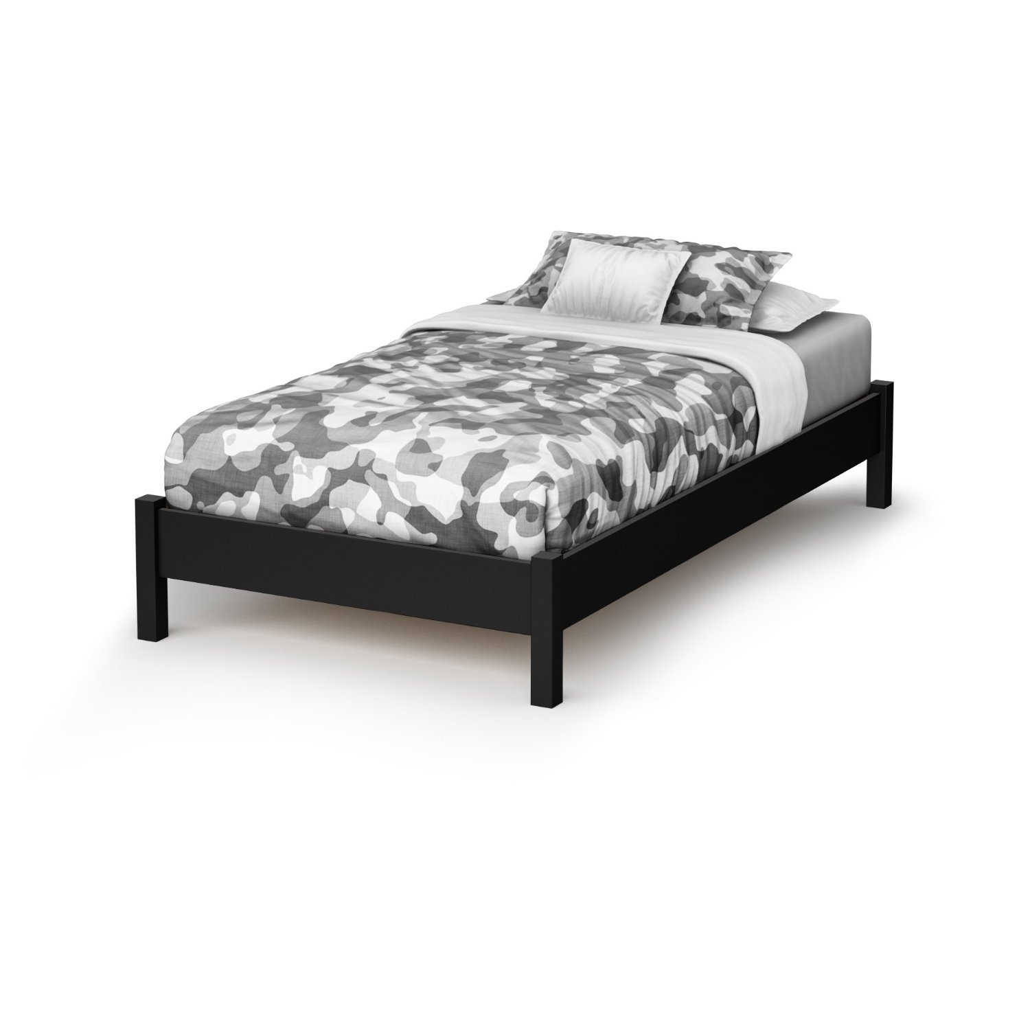 FaFurn - Twin Size Platform Bed Frame in Black, Wood