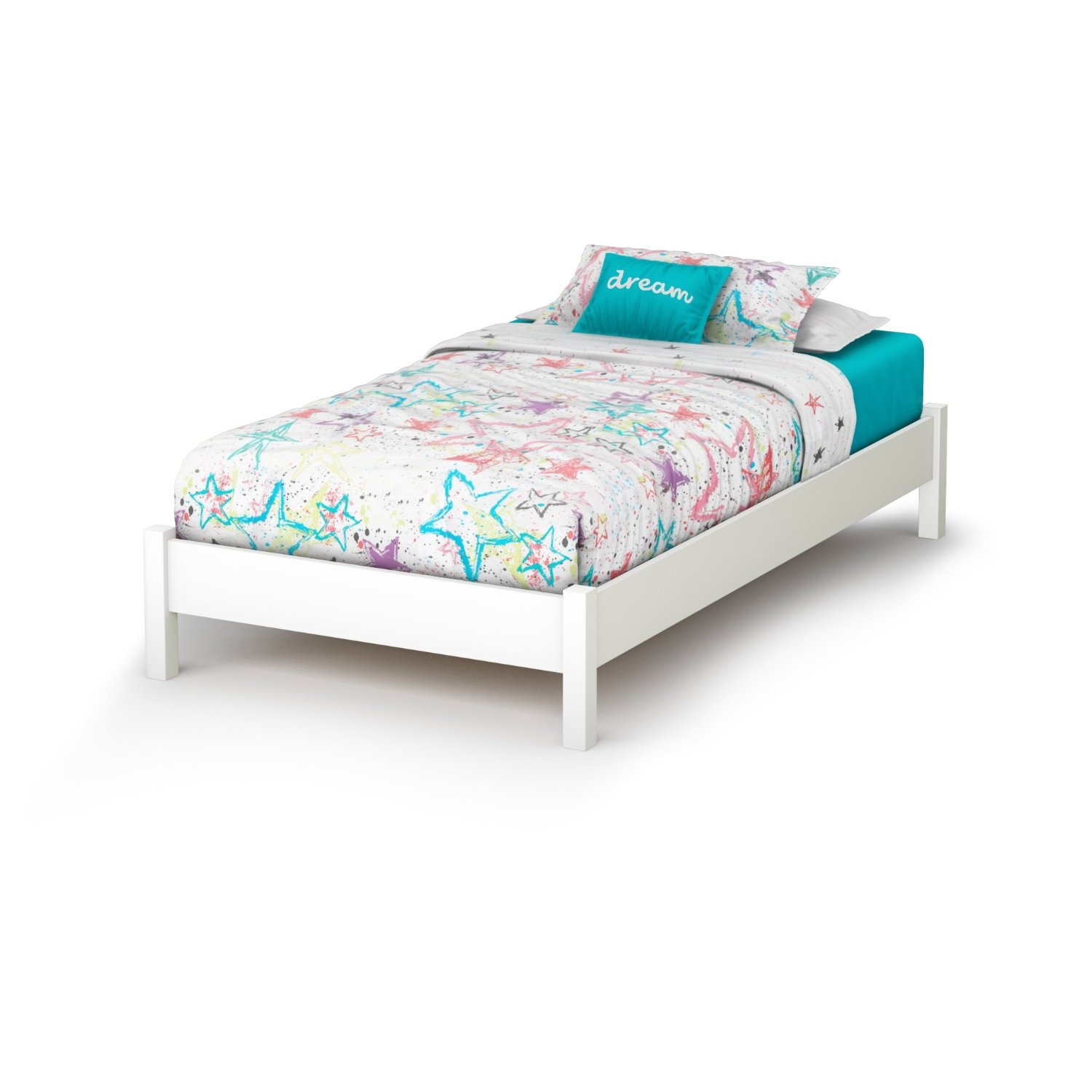 FaFurn - Twin Size Platform Bed Frame in White, Wood