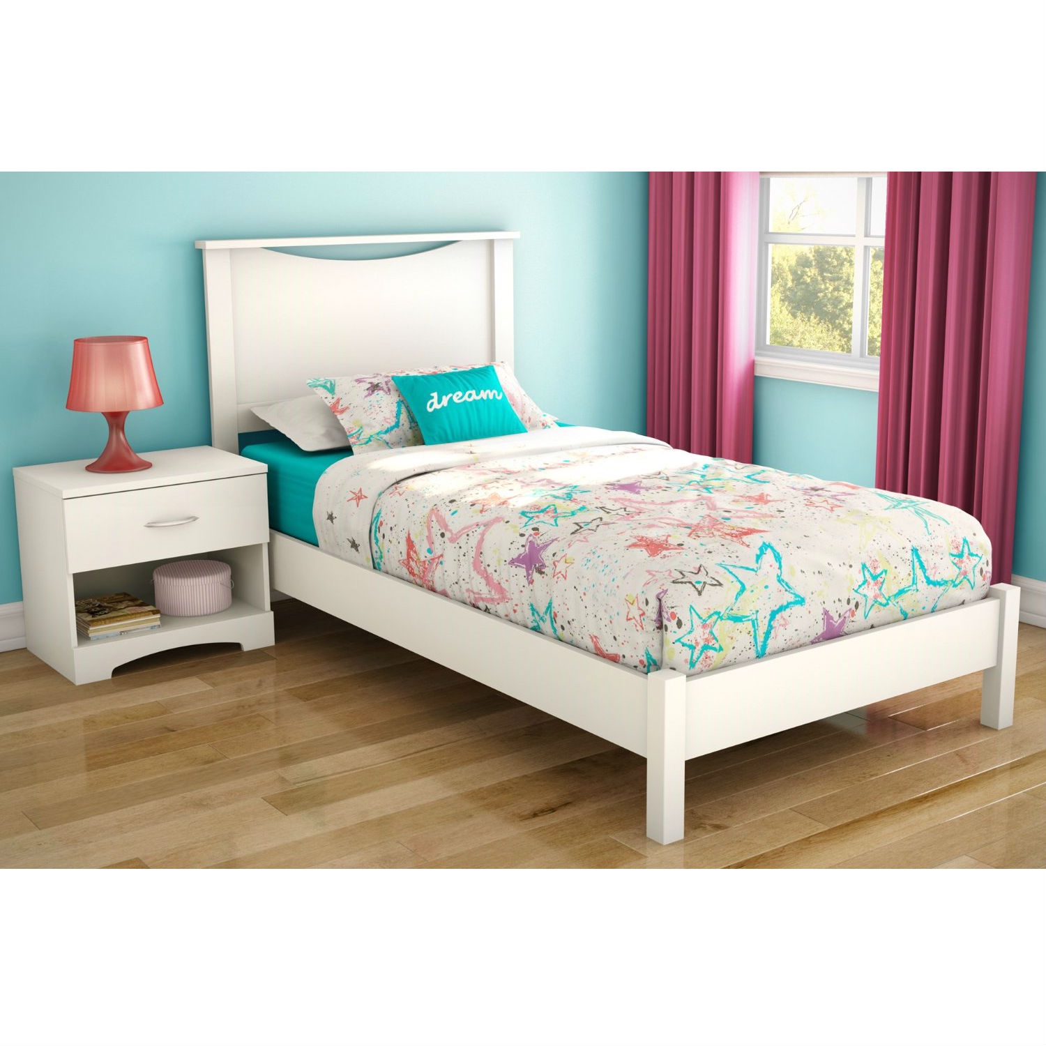 FaFurn - Twin Size Platform Bed Frame in White, Wood