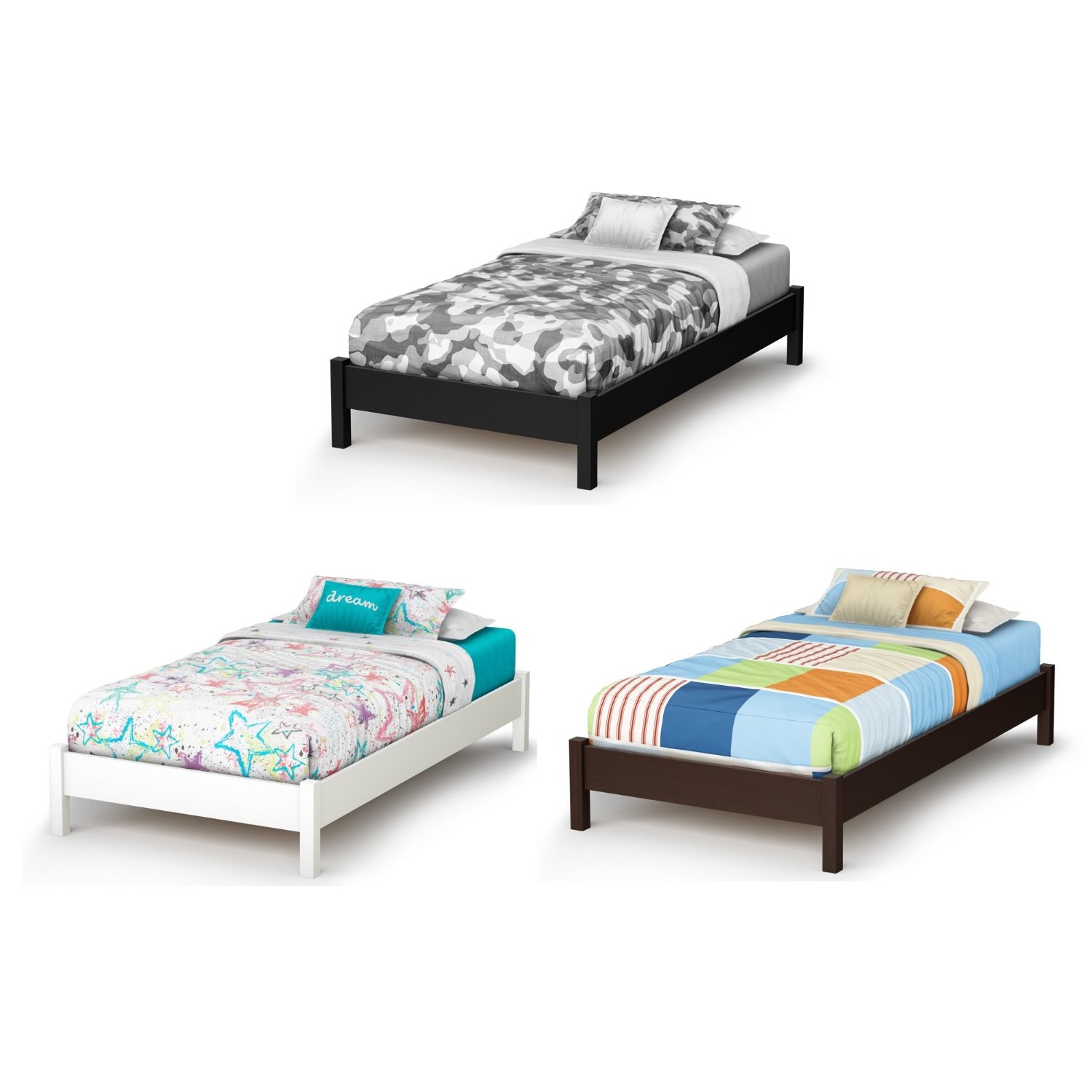 FaFurn - Twin Size Platform Bed Frame in White, Wood