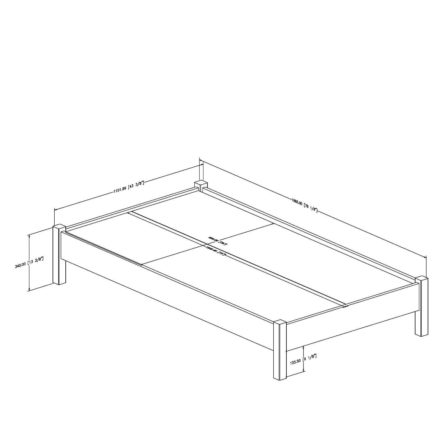 FaFurn - Twin Size Platform Bed Frame in White, Wood