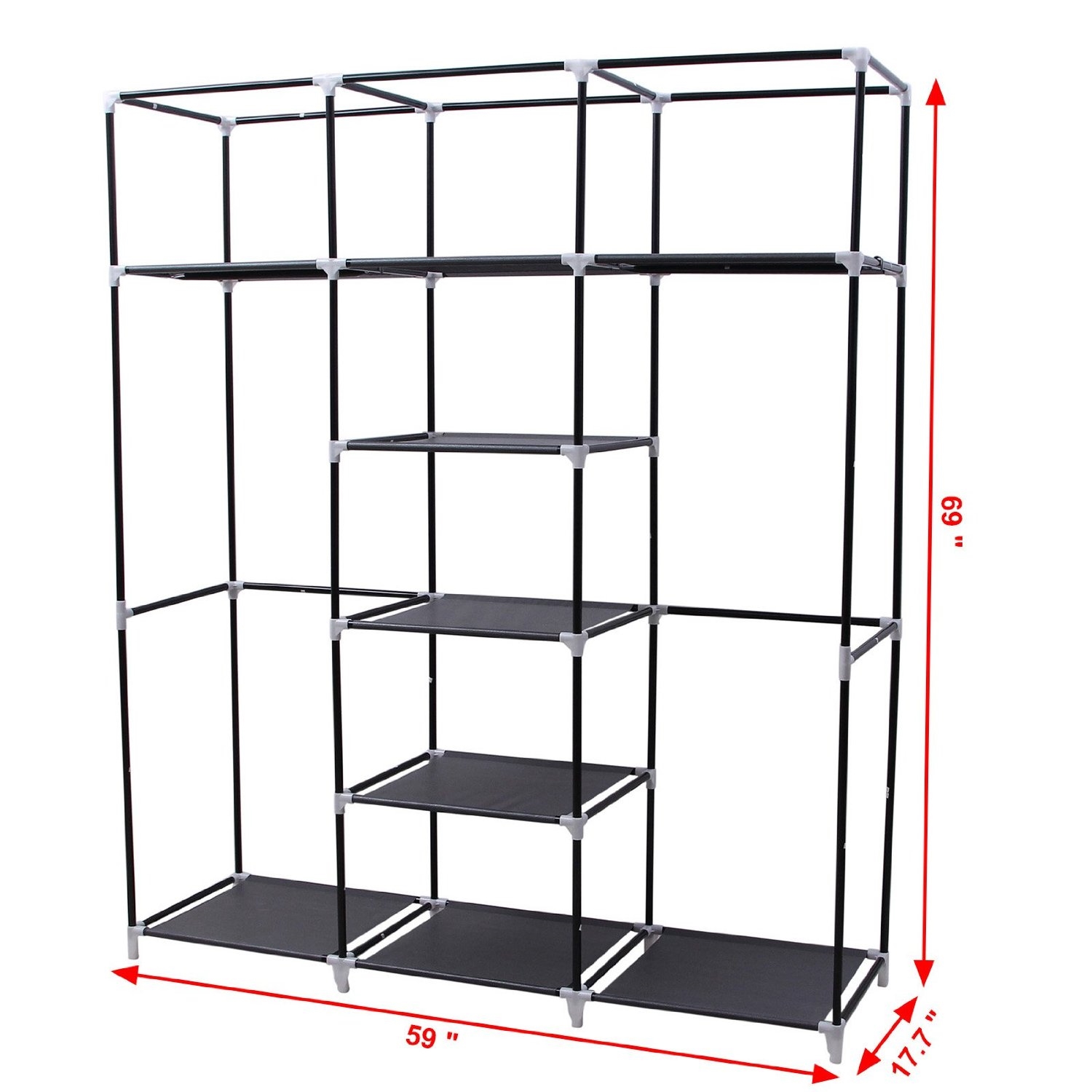 FaFurn - Portable Wardrobe with Storage Shelves in Black