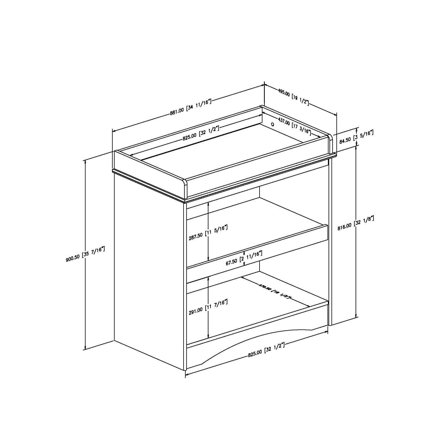 FaFurn - Baby Diaper Changing Table with Open Storage Shelf in White, Wood