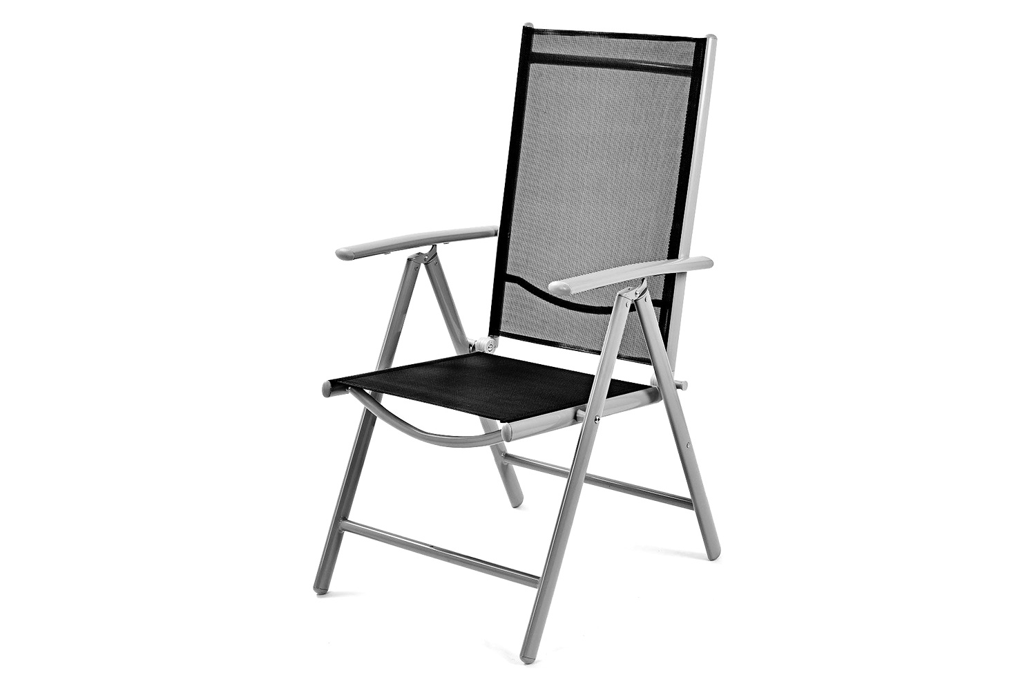 FaFurn - Folding Outdoor Patio Chairs with Black Mesh Seat and Gray Metal Frame (Set of 2)