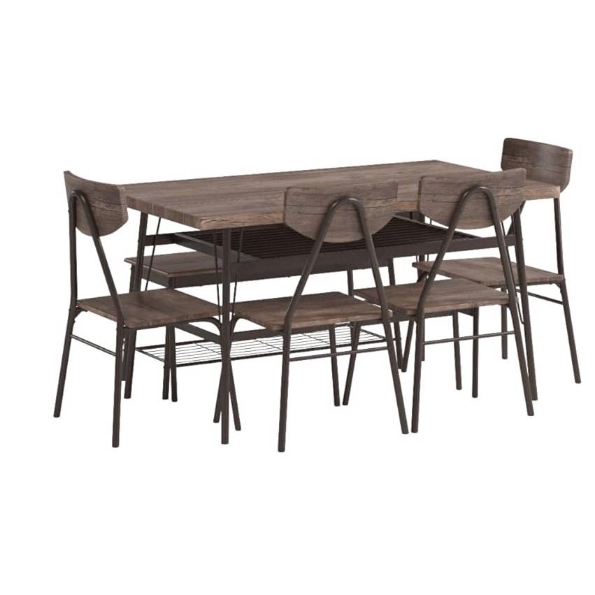 FaFurn 6-Piece Modern Dining Set with Table 4 Chairs and Storage Bench - Brown, Wood