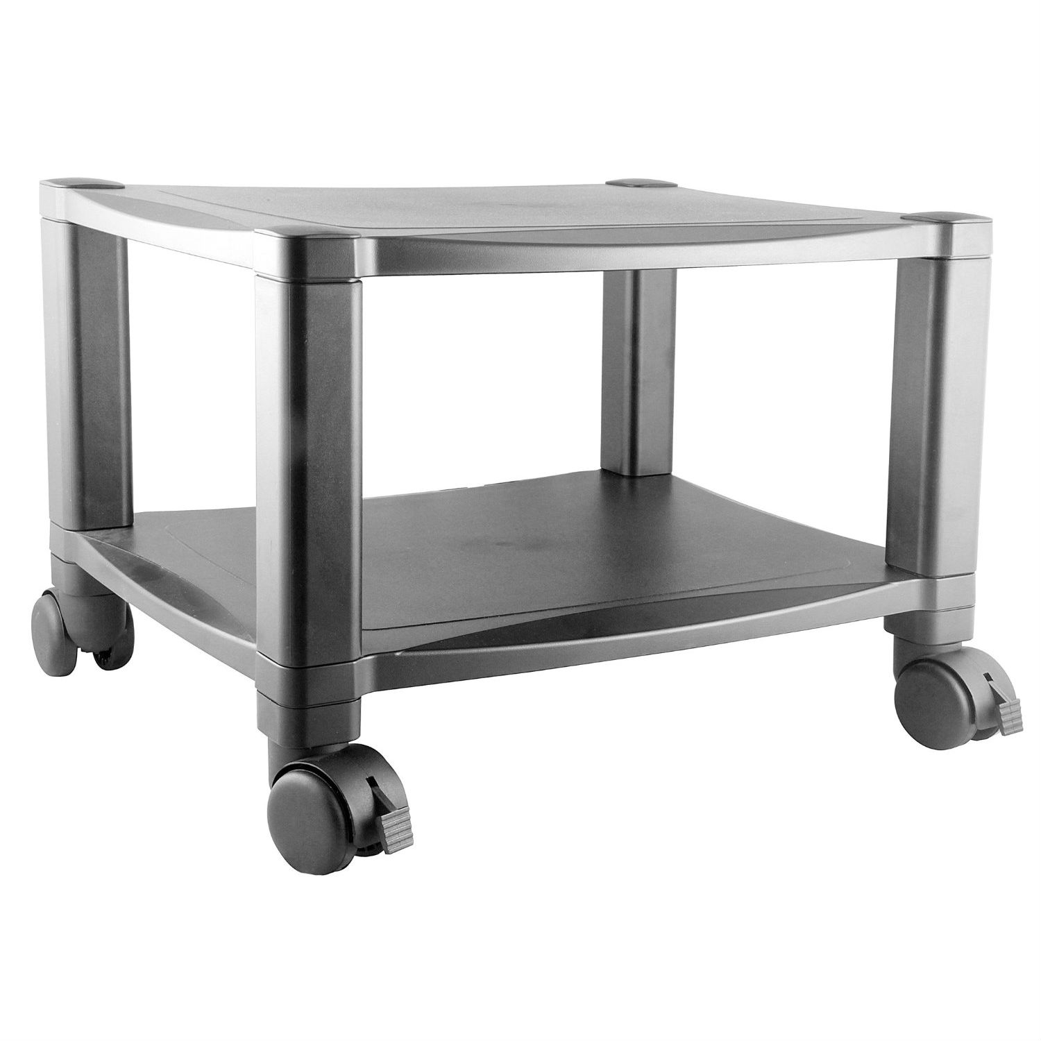 FaFurn - 2-Shelf Printer Stand with Locking Casters in Black