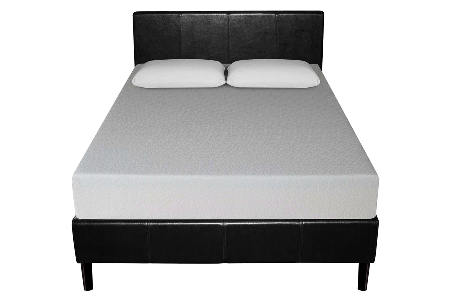 FaFurn - Full Size Modern Platform Bed with Espresso Faux Leather Headboard