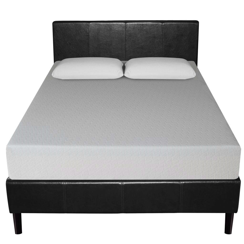 FaFurn - King Size Platform Bed Frame with Headboard in Espresso, Faux Leather