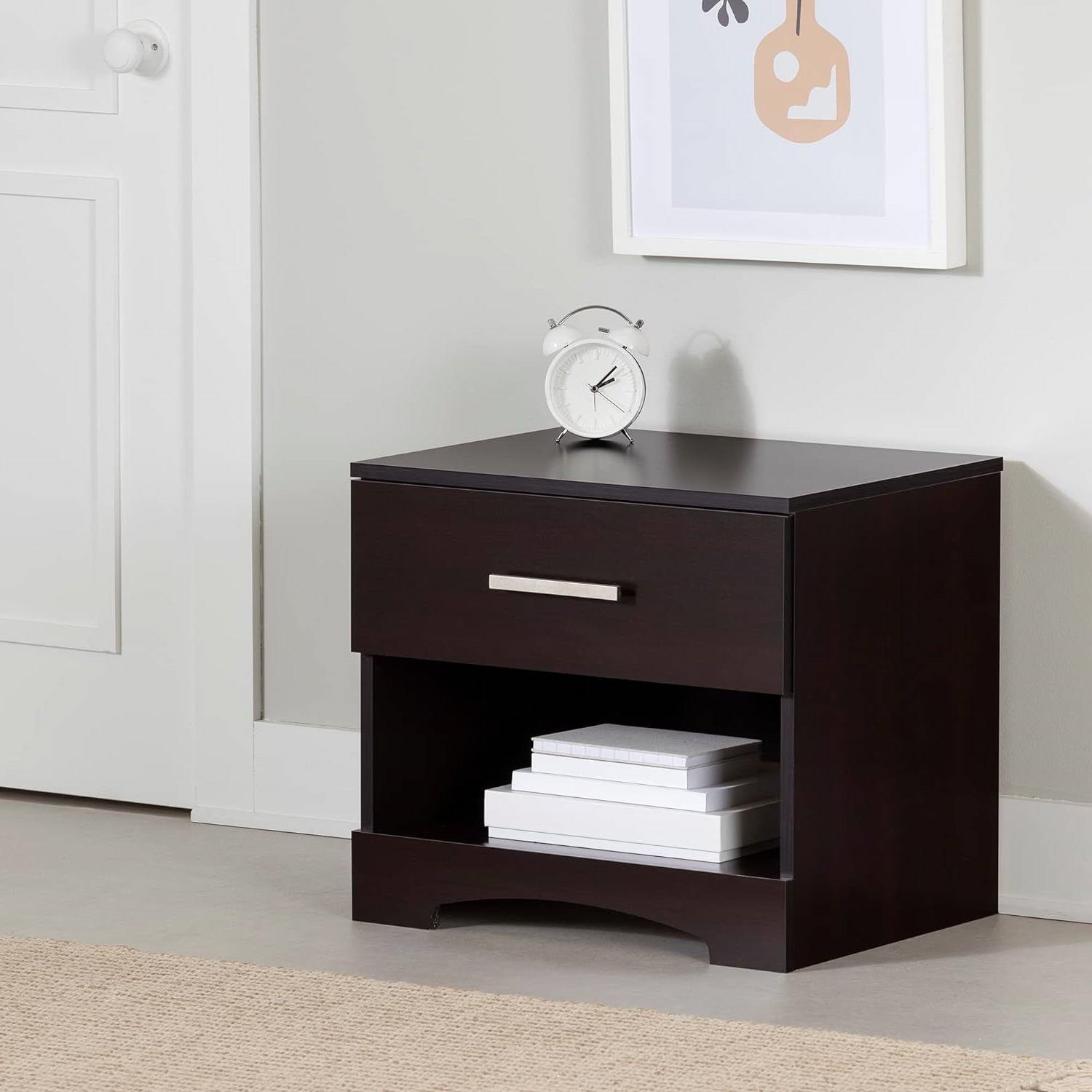 FaFurn™ Modern 1-Drawer Nightstand - Dark Brown