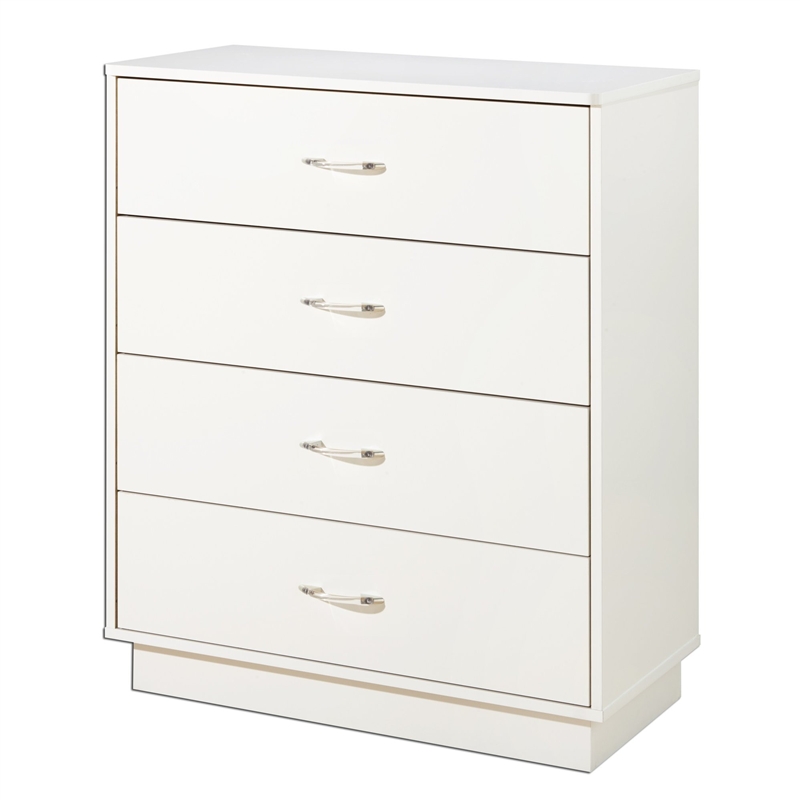 FaFurn - 4-Drawer Chest with Interchangeable Handles in White