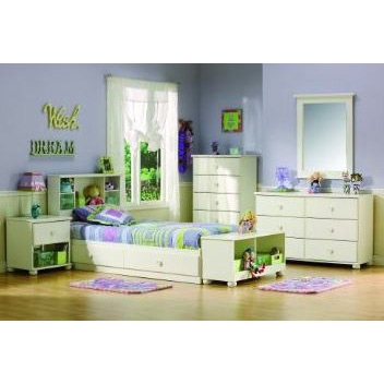 FaFurn - Twin Size Platform Bed Frame with 2 Drawers in White