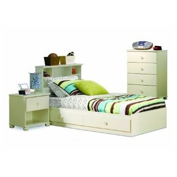 FaFurn - Twin Size Platform Bed Frame with 2 Drawers in White