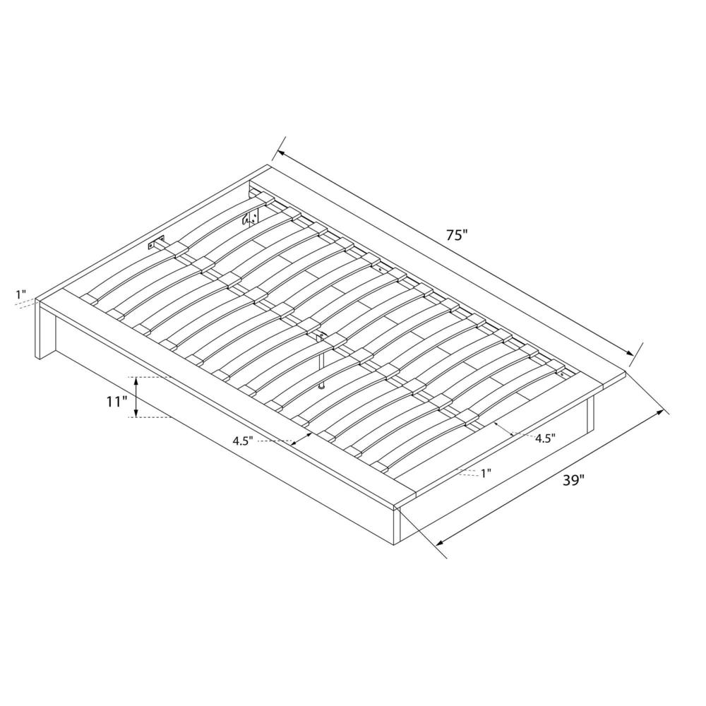 FaFurn - Twin Size Bed Frame with Wood Slats in Black, Leather