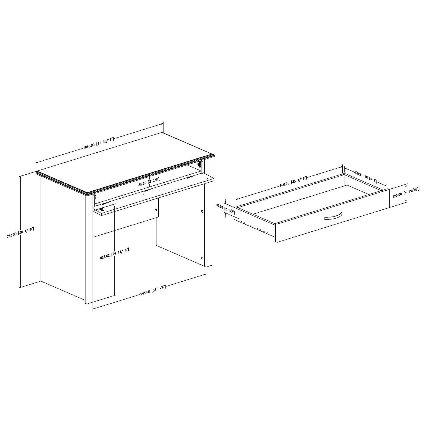 FaFurn - Contemporary Computer Desk in White, Wood