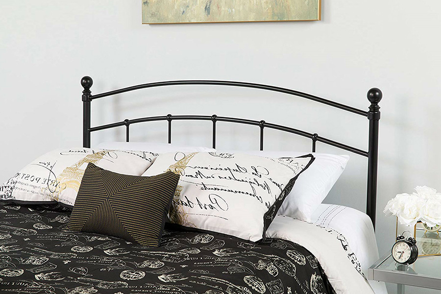 FaFurn™ Contemporary Classic Metal Headboard with Round Posts - Queen Size