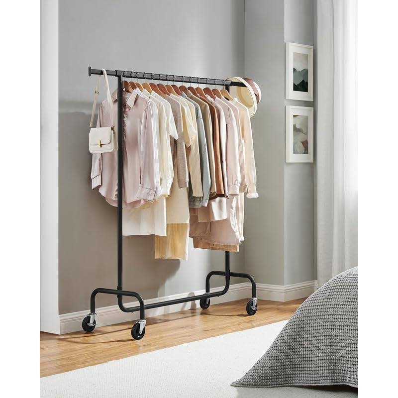 FaFurn™ Garment Rack Clothes on Wheels - Matte Black, Metal