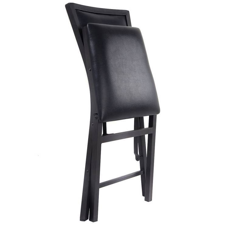 FaFurn - Set of 2 Modern Dining Chairs with PU Leather Seat Cushion in Black