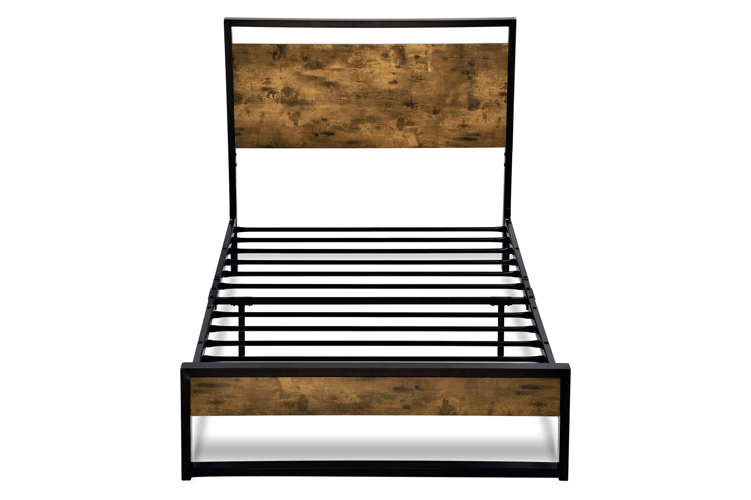 FaFurn Metal Wood Platform Bed Frame with Industrial Headboard - Twin Size