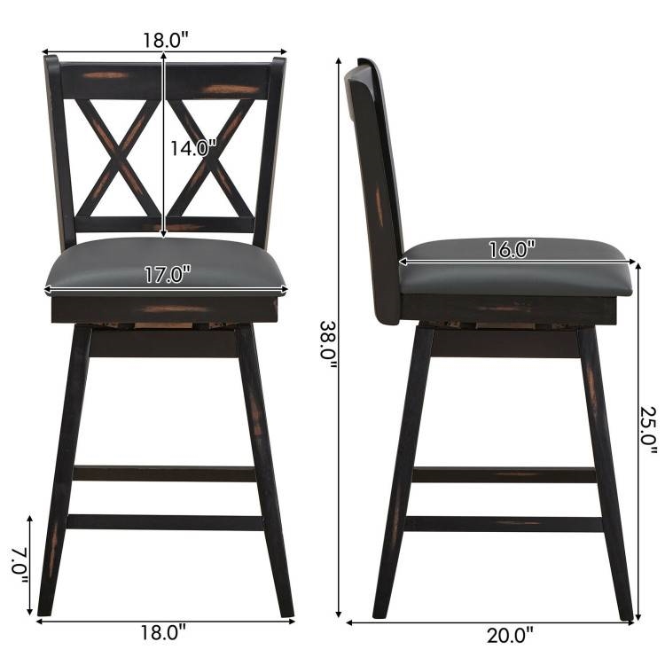 FaFurn Set of 2 Swivel Barstool - Black