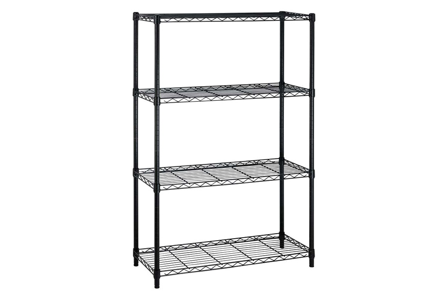 FaFurn - Heavy Duty 4-Shelf Metal Shelving Unit in Black Steel Finish