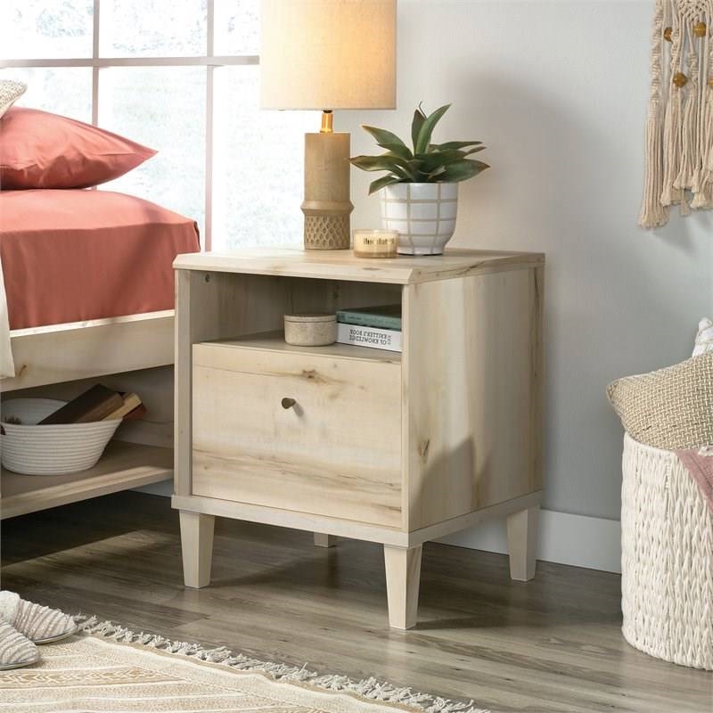 FaFurn - Farmhouse 1-Drawer Nightstand with Open Shelf in Light Maple