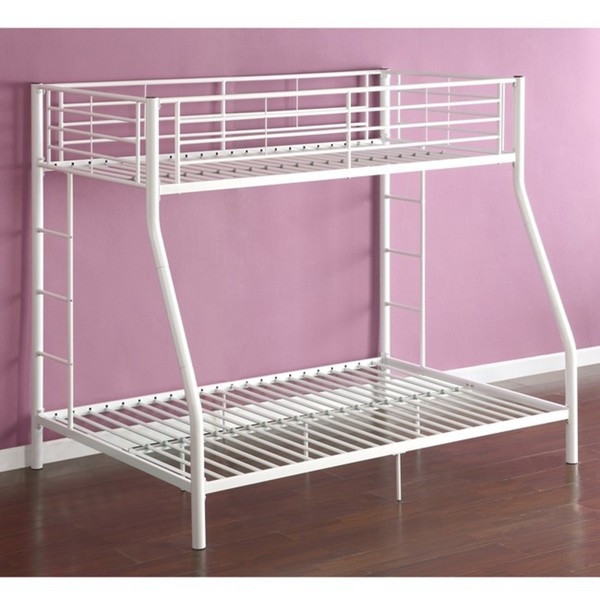 FaFurn - Twin/Full Size Bunk Bed in White, Metal