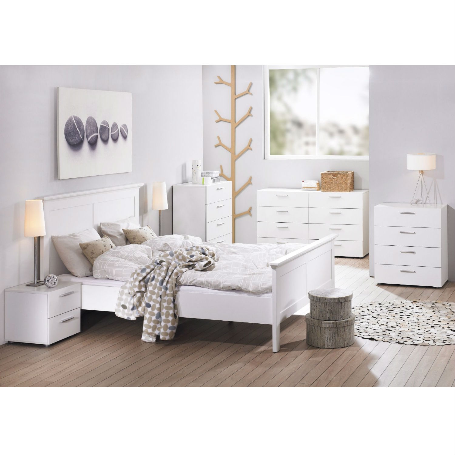 FaFurn - Contemporary Dresser with 5 Drawers in White, Wood