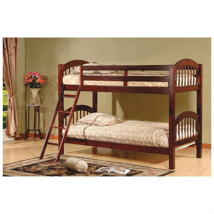 FaFurn - Twin Size Bunk Bed with Arch Headboard Footboard in Cherry, Wood