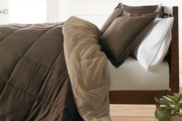 FaFurn Full/Queen Size 3-Piece Reversible Comforter Set - Taupe Brown, Microfiber