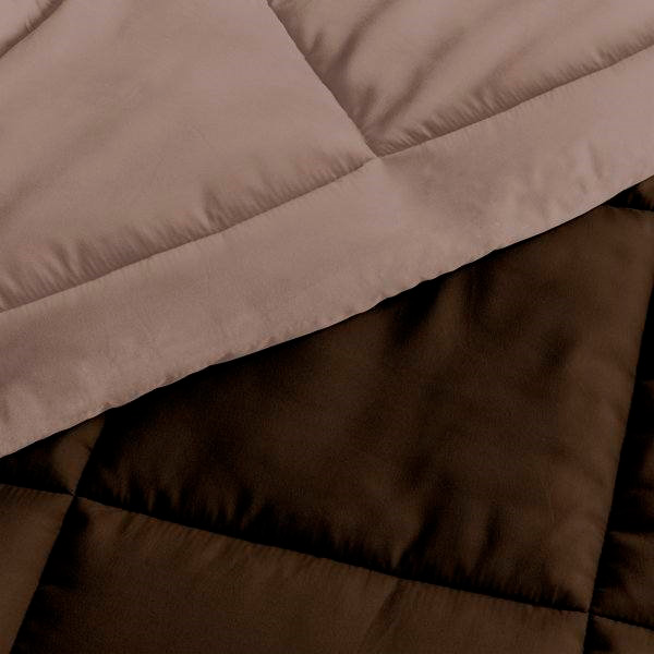 FaFurn Full/Queen Size 3-Piece Reversible Comforter Set - Taupe Brown, Microfiber