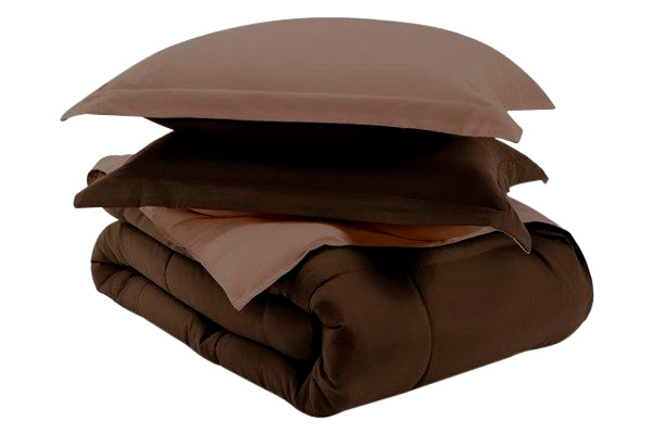 FaFurn Full/Queen Size 3-Piece Reversible Comforter Set - Taupe Brown, Microfiber