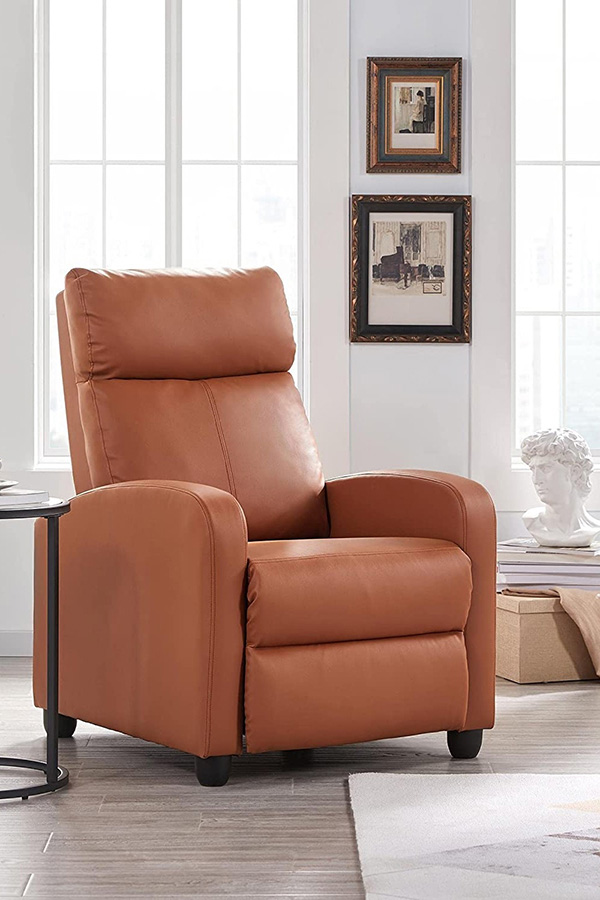 FaFurn™ High-Density Faux Leather Push Back Recliner Chair - Brown