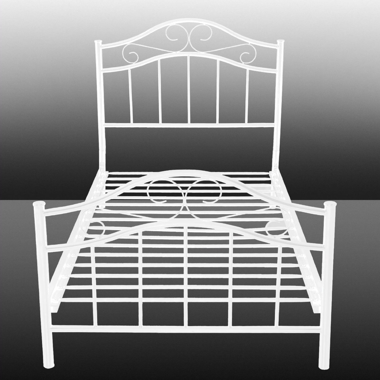 FaFurn - Twin Size Platform Bed Frame with Headboard and Footboard in White, Metal