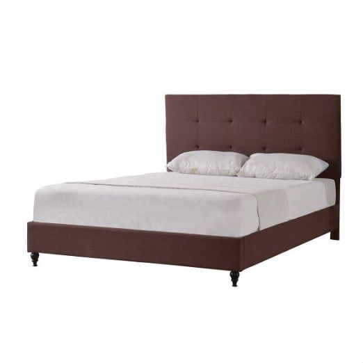 FaFurn - Twin Size Platform Bed with Tufted Headboard in Brown