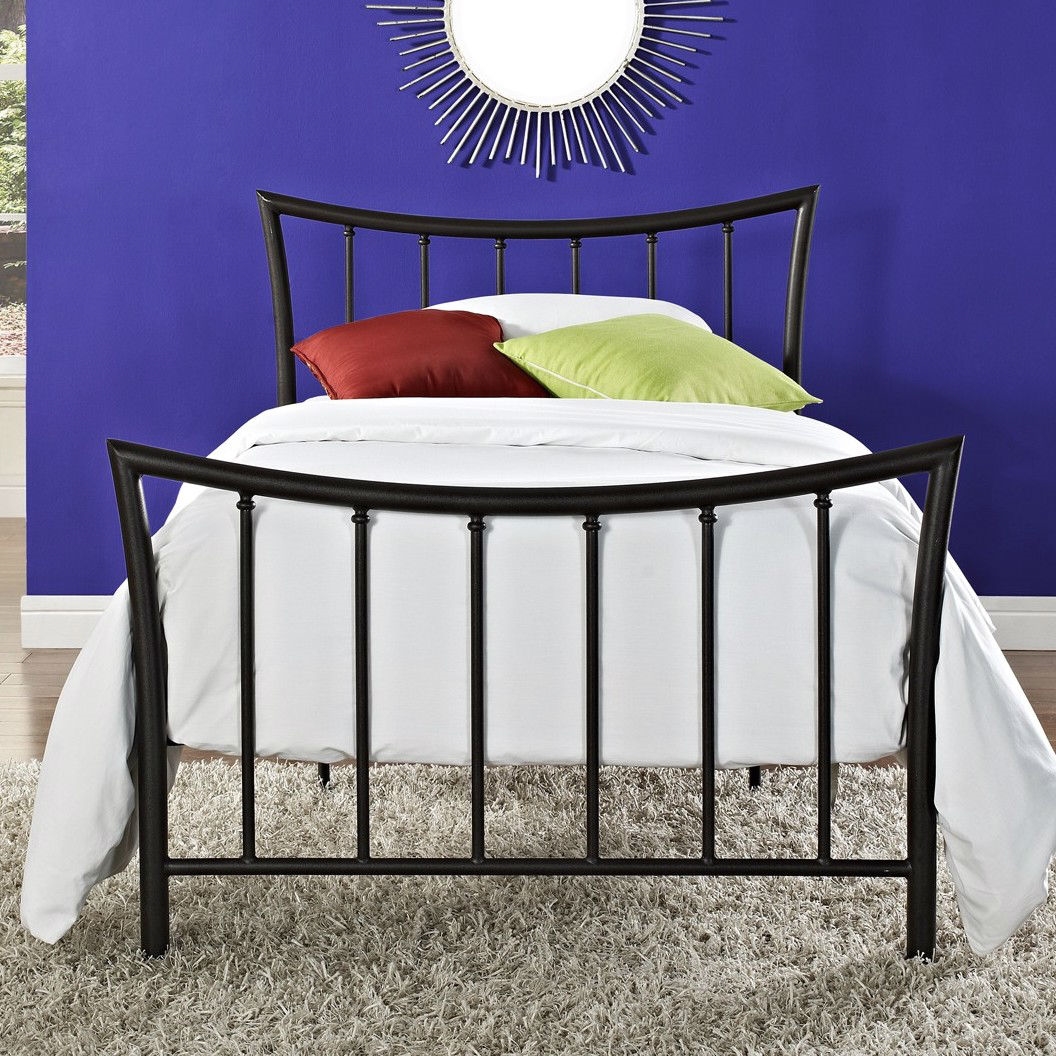 FaFurn - Twin Size Platform Bed Frame with Headboard and Footboard in Metal