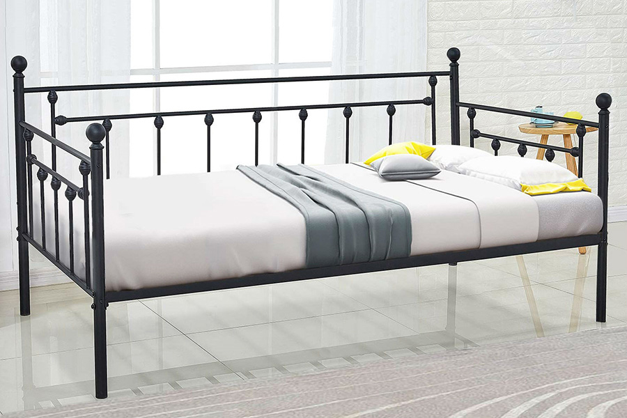 FaFurn - Twin Size Classic Black Metal Daybed Frame