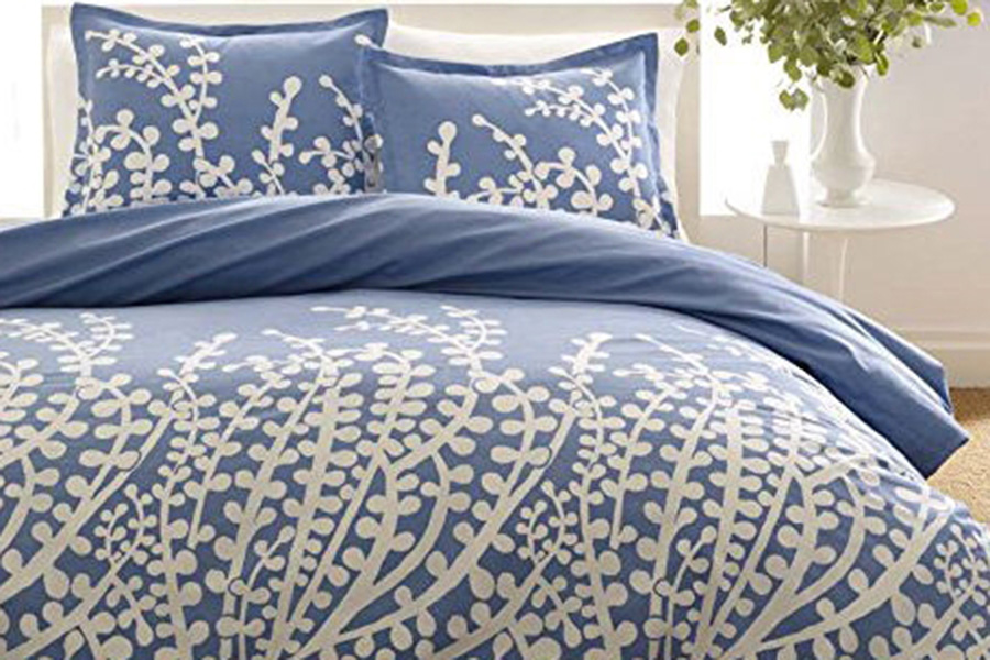 FaFurn - 100% Cotton Comforter Set with Gray/White Floral Branch Pattern