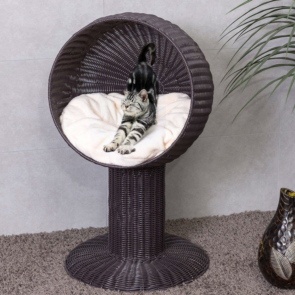 FaFurn - Eleveted Wicker Cat Bed in Rattan