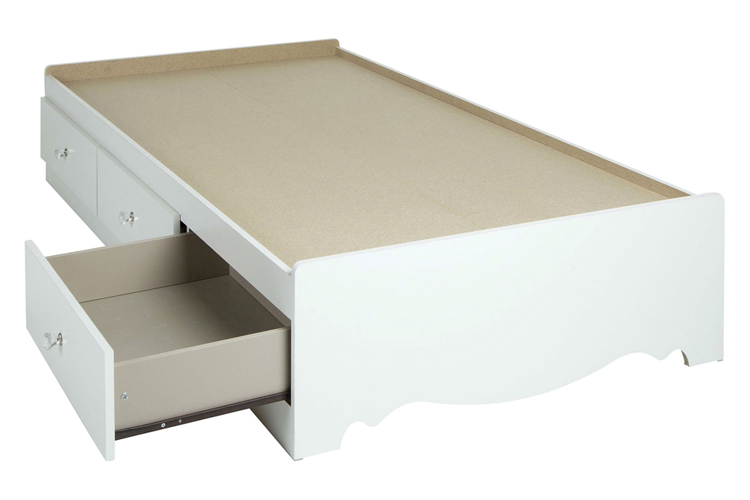 FaFurn - Twin Size White Wood Platform Day Bed with Storage Drawers