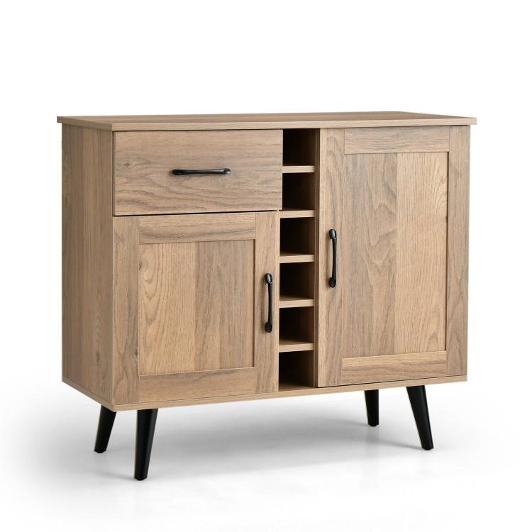 FaFurn - Sideboard Buffet with Wine Rack in Walnut, Wood