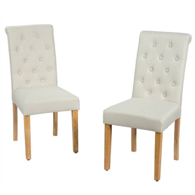 FaFurn - Set of 2 Dining Chairs with Wood Legs